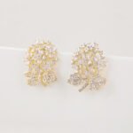 Wholesale Enamel Flower Stud Earrings with a gold plated finish and cubic zirconia stones from JuneJewelry.com – unique fashion jewelry for bulk orders.