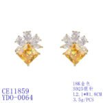 Wholesale gemstone stud earrings with a zircon flower cluster on gold plated copper and 925 sterling silver pins from JuneJewelry.com – elegant fashion jewelry for bulk orders.