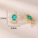 Wholesale pink gemstone earrings with a gold plated setting and zircon halo on 925 sterling silver pins from JuneJewelry.com – unique fashion jewelry for bulk orders.