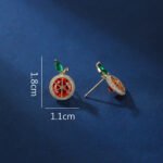 Wholesale lemon slice earrings with bright yellow and green zircon stones, a gold-plated copper base, and a 925 silver needle from JuneJewelry.com.