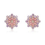 Wholesale Blue Stone Flower Earrings with a gold plated finish and cubic zirconia stones from JuneJewelry.com – unique fashion jewelry for bulk orders.