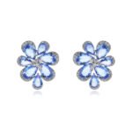 Wholesale Colorful Flower Stud Earrings with a gold plated finish and multi-colored cubic zirconia stones from JuneJewelry.com – unique fashion jewelry for bulk orders.