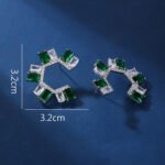 Wholesale gemstone and clear zircon C-hoop earrings on gold plated brass with 925 sterling silver pins from JuneJewelry.com – modern fashion jewelry for bulk orders.