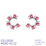 Wholesale gemstone and clear zircon C-hoop earrings on gold plated brass with 925 sterling silver pins from JuneJewelry.com – modern fashion jewelry for bulk orders.