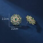 Wholesale Red flower earrings with a zircon cluster on gold plated copper and 925 sterling silver pins from JuneJewelry.com – unique floral jewelry for bulk orders.