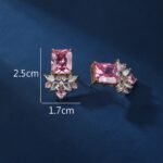 Wholesale pink gemstone earrings with a gold plated setting and zircon cluster on 925 sterling silver pins from JuneJewelry.com – unique fashion jewelry for bulk orders.