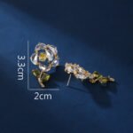 Wholesale Dangle Flower Stud Earrings with a gold plated finish and pink and green cubic zirconia stones from JuneJewelry.com – unique fashion jewelry for bulk orders.