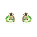 Wholesale heart stud earrings with a clear zircon stone on gold plated copper and 925 sterling silver pins from JuneJewelry.com – romantic fashion jewelry for bulk orders.