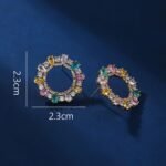 Wholesale Colorful Cluster Stud Earrings with a silver plated finish and multi-colored cubic zirconia stones from JuneJewelry.com – unique fashion jewelry for bulk orders.