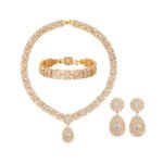 Wholesale floral red stone jewelry set with gold plating from JuneJewelry.com – unique copper fashion jewelry for bulk orders.