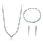 Wholesale square tennis jewelry set with platinum plating from JuneJewelry.com – classic copper fashion jewelry for bulk orders.