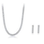 Wholesale baguette collar jewelry set with platinum plating from JuneJewelry.com – classic copper fashion jewelry for bulk orders.
