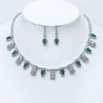 Wholesale Marquise and Rectangular drop necklace and earring set with platinum plating from JuneJewelry.com – unique copper fashion jewelry for bulk orders.