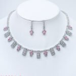 Wholesale Marquise and Rectangular drop necklace and earring set with platinum plating from JuneJewelry.com – unique copper fashion jewelry for bulk orders.