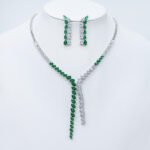 Wholesale marquise cascading Y-drop necklace and earring set with platinum plating from JuneJewelry.com – elegant copper fashion jewelry for bulk orders.