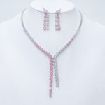 Wholesale marquise cascading Y-drop necklace and earring set with platinum plating from JuneJewelry.com – elegant copper fashion jewelry for bulk orders.