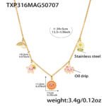 Wholesale kids charm jewelry set with sun, star, and cloud enamel in 18K gold plated stainless steel – necklace, bracelet, and anklet.