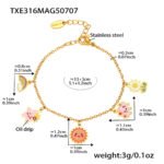 Wholesale kids charm jewelry set with sun, star, and cloud enamel in 18K gold plated stainless steel – necklace, bracelet, and anklet.