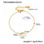 Wholesale kids rainbow jewelry set – stainless steel 18K gold plated necklace, bracelet, earrings, and ring with colorful enamel.