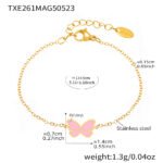 Wholesale butterfly jewelry set – pink enamel kids necklace, bracelet, earrings, and ring in 18K gold plated stainless steel from JuneJewelry.com.