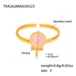 Wholesale kids lollipop jewelry set – glitter enamel necklace, bracelet, ring, and earrings in 18K gold plated stainless steel.