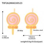 Wholesale kids lollipop jewelry set – glitter enamel necklace, bracelet, ring, and earrings in 18K gold plated stainless steel.