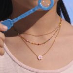 Wholesale kids flower jewelry set – stainless steel with cubic zirconia, 18K gold plated, necklace, bracelet, earrings, and ring.