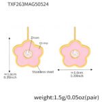 Wholesale kids flower jewelry set – stainless steel with cubic zirconia, 18K gold plated, necklace, bracelet, earrings, and ring.