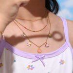 Wholesale kids charm jewelry set with sun, star, and cloud enamel in 18K gold plated stainless steel – necklace, bracelet, and anklet.