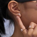 Wholesale kids pearl jewelry set – princess bow knot necklace, bracelet, earrings, and ring in 18K gold plated stainless steel.