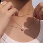 Wholesale kids pearl jewelry set – princess bow knot necklace, bracelet, earrings, and ring in 18K gold plated stainless steel.