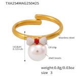 Wholesale kids pearl jewelry set – princess bow knot necklace, bracelet, earrings, and ring in 18K gold plated stainless steel.