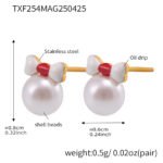 Wholesale kids pearl jewelry set – princess bow knot necklace, bracelet, earrings, and ring in 18K gold plated stainless steel.