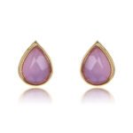 Wholesale gold plated teardrop earrings with green chalcedony stones and 925 silver needles from JuneJewelry.com.
