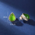 Wholesale gold plated teardrop earrings with green chalcedony stones and 925 silver needles from JuneJewelry.com.
