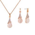 Wholesale cat eye jewelry set with rose gold plating and real gold electroplate – JuneJewelry.com bulk gemstone accessories