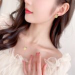 Wholesale lemon jewelry set with necklace and earrings in 18K gold plating – cute, fresh fashion accessories from JuneJewelry.com.