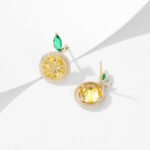 Wholesale lemon jewelry set with necklace and earrings in 18K gold plating – cute, fresh fashion accessories from JuneJewelry.com.
