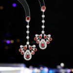 Wholesale tassel bridal jewelry set – long drop earrings and matching necklace with waterdrop crystals, elegant French-style wedding jewelry.