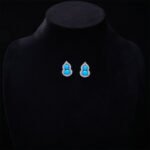 Wholesale Blue Zircon Gourd Set (Hulu shape), featuring copper plated with white gold, micro-pave vibrant blue zircon stones, gourd stud earrings, and a simple versatile neck chainand ring, a light luxury colorful set from junejewelry.com