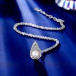 Wholesale Teardrop Filigree Pearl Set (Necklace & Dangle Earrings). Features lace mesh design and Freshwater Pearls. Elegant, high quality, factory price.