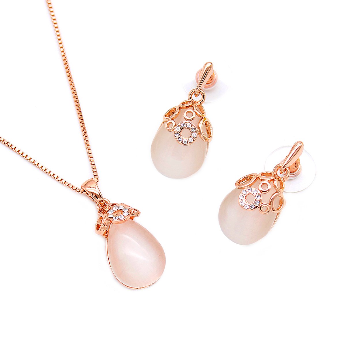 K300631A-001.84.A Wholesale cat eye jewelry set with rose gold plating and real gold electroplate - JuneJewelry.com bulk gemstone accessories