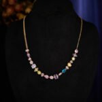 Wholesale colorful jewelry set with necklace and bracelet in gold or white gold plating – sweet and trendy fashion accessories from JuneJewelry.com.