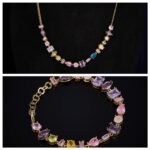 Wholesale colorful jewelry set with necklace and bracelet in gold or white gold plating – sweet and trendy fashion accessories from JuneJewelry.com.