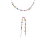 Wholesale colorful jewelry set with necklace and bracelet in gold or white gold plating – sweet and trendy fashion accessories from JuneJewelry.com.