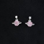 New Light Luxury Saturn Pendant Necklace Earrings Set, copper metal plated with white gold, featuring an exquisite planet charm. Ideal Clavicle Chain and matching earrings with an advanced, sophisticated aesthetic.