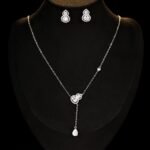 Wholesale Gourd Zircon Jewelry Set (Hulu shape), featuring copper plated with 18K gold or white gold, micro-pave high-end zircon stones, gourd stud earrings, and a simple versatile neck chain, a light luxury set from junejewelry.com.