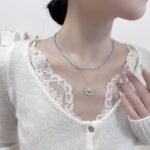 Wholesale vintage natural stone beaded layered necklace and round earrings set for women – elegant and versatile jewelry from JuneJewelry.com.