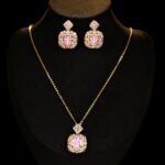 Wholesale perfume bottle jewelry set – crystal necklace and matching earrings with colorful gemstones, elegant high-end bridal and evening jewelry.