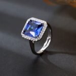 Luxury zircon jewelry set wholesale – white gold plated 4-piece necklace, earrings, bracelet, and ring with geometric zircon stones from JuneJewelry.com.